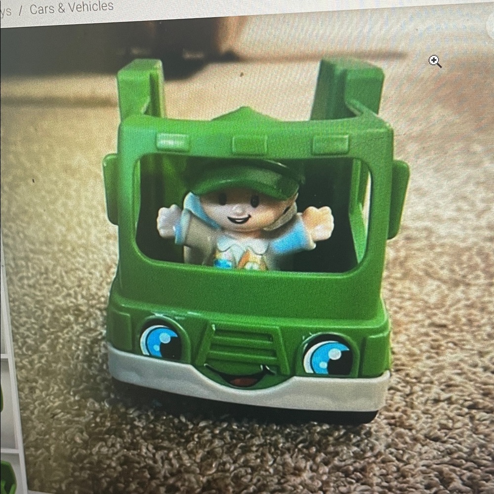 Fisher Price Little People GREEN GARBAGE TRASH TRUCK and man